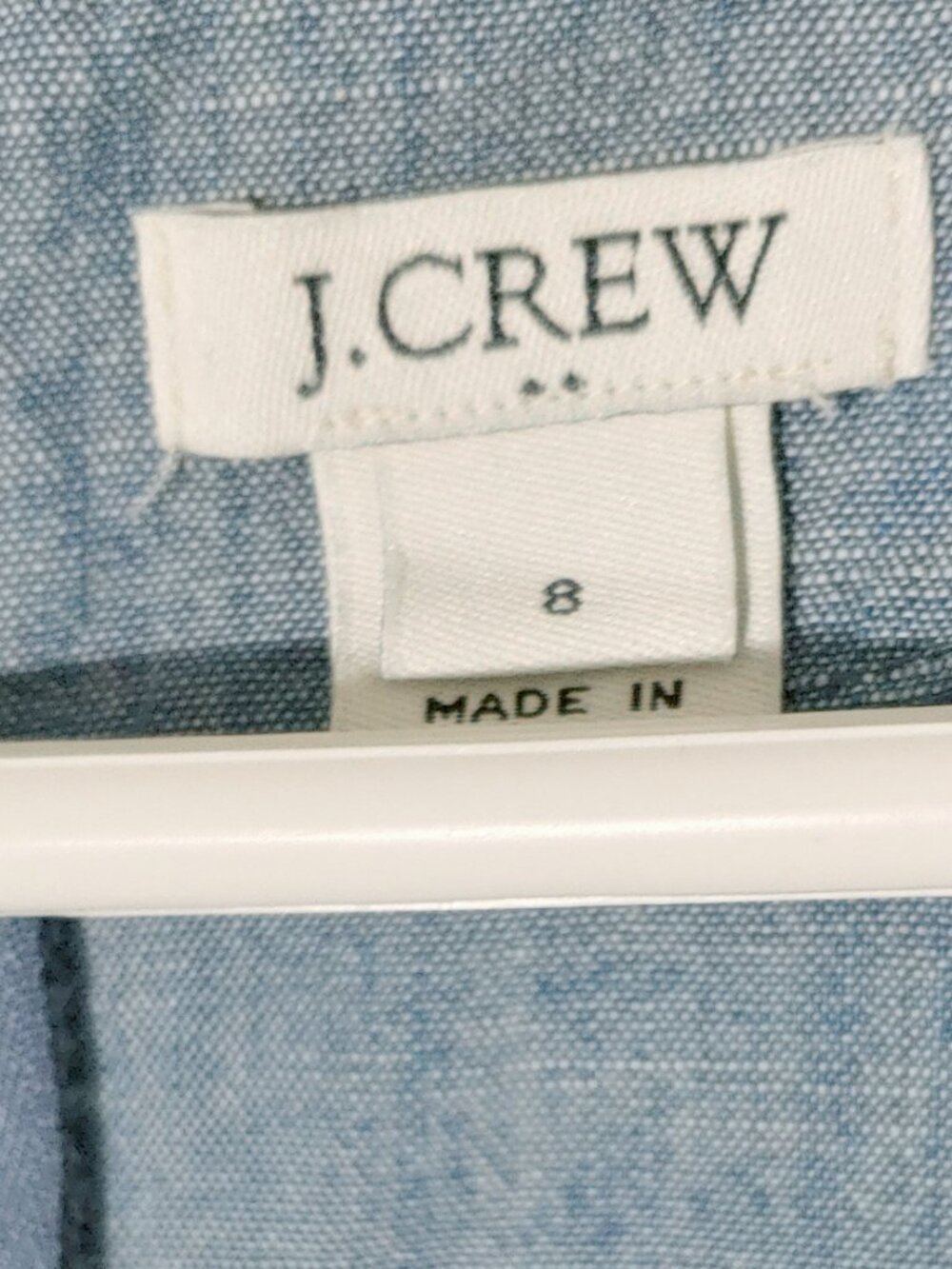 J. CREW CHAMBRAY FAUX WRAP RUFFLED A-LINE SHORT SLEEVE MINI DRESS size 8 BLUE - Picture 2 of 7
